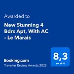 New Stunning 4 Bdrs Apt, With Ac - Le Marais *