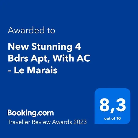 New Stunning 4 Bdrs Apt, With Ac - Le Marais *